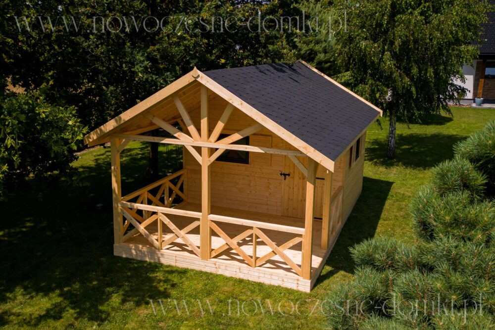 Drewniany domek na działkę ogrodową - Urokliwe miejsce wśród natury, idealne na letni relaks i wakacyjne chwile.