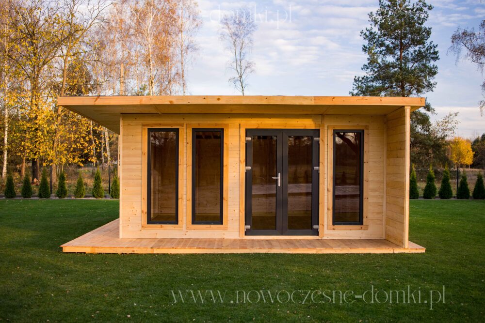 Holzpavillon verglastes Büro mit Plattform vor dem Haus - Ihre idyllische Arbeits- und Entspannungsoase