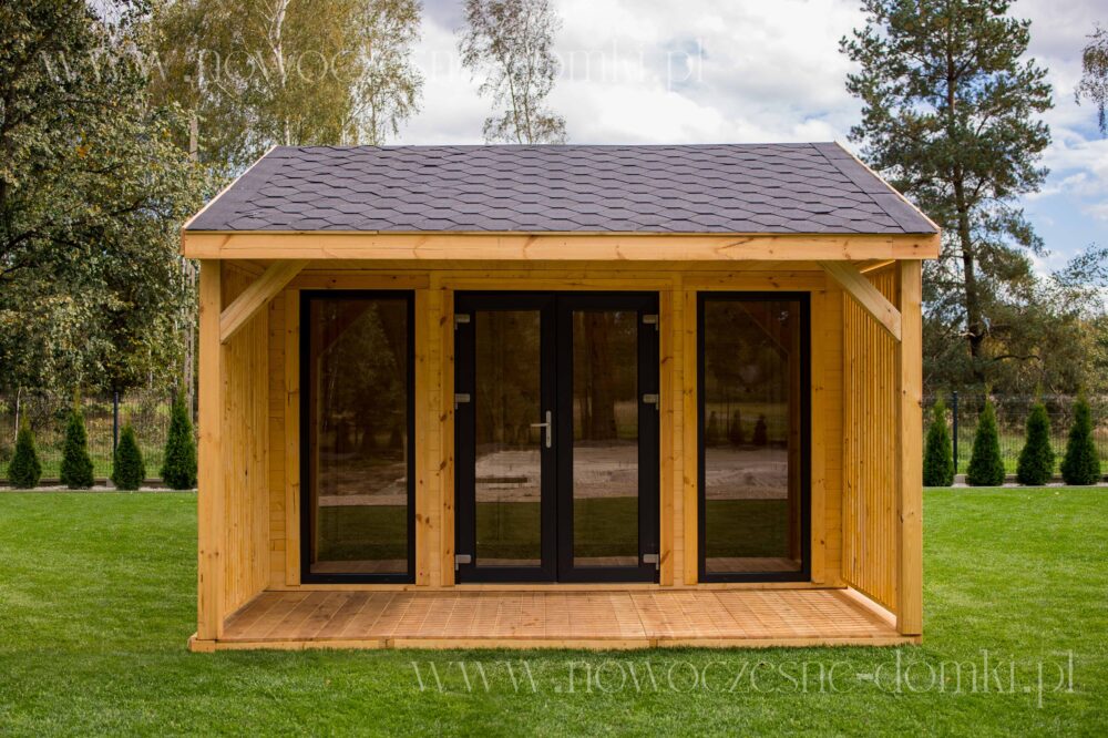 Glazed wooden summer house for a garden or property - charming and functional garden retreat.