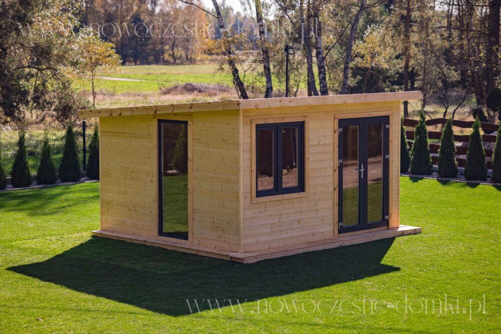 Wooden garden gazebo as an office or storage - a versatile outdoor space.