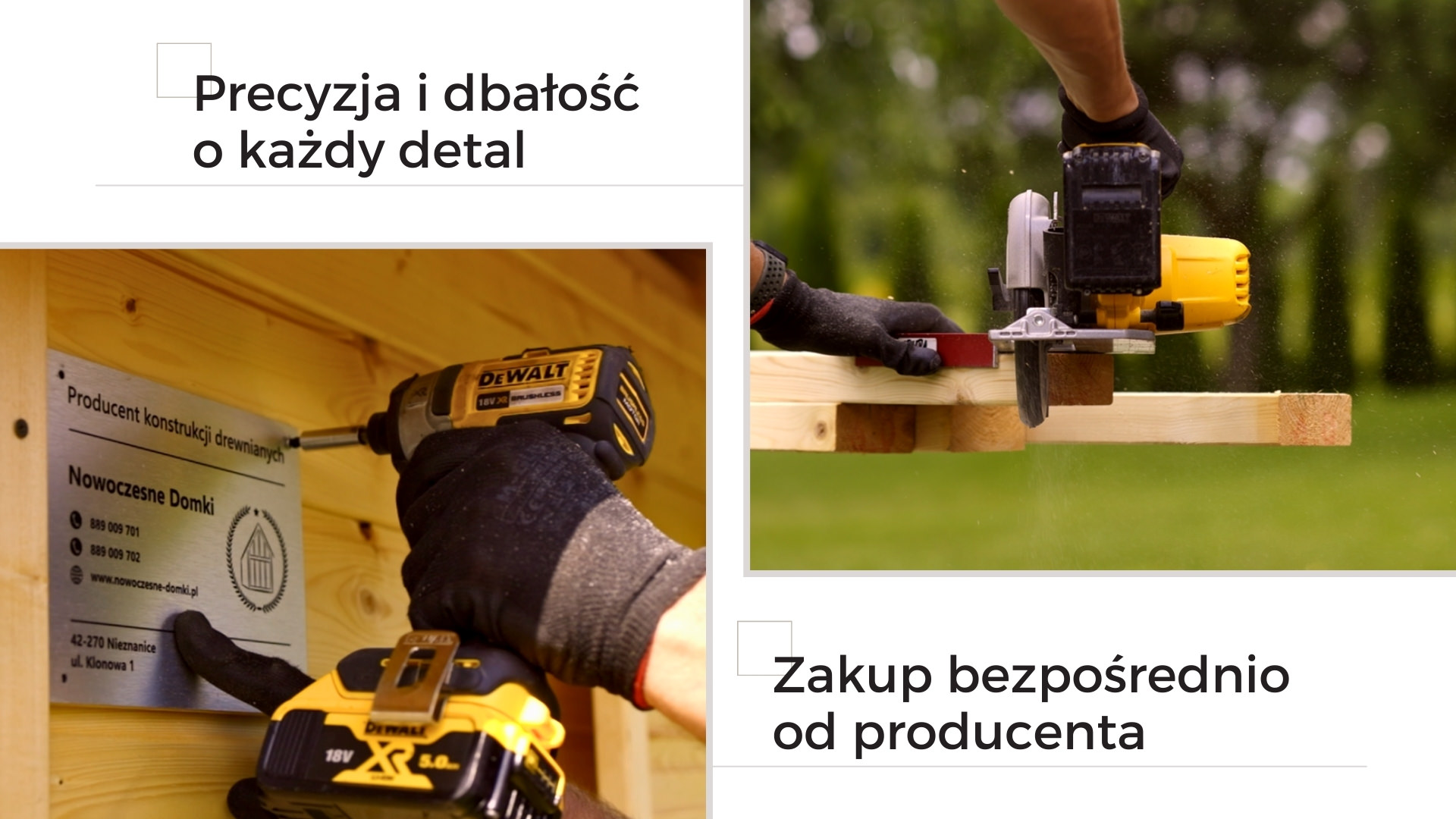 Proces montażu drewnianego domku narzędziowego, uwzględniający precyzyjne wykonanie i bezpośredni zakup od producenta.